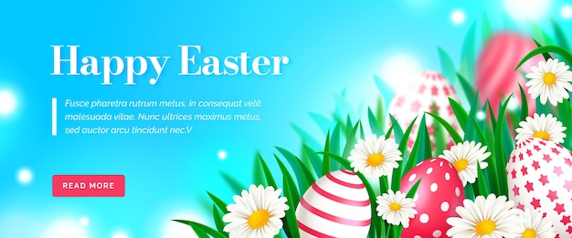 Realistic horizontal easter banner