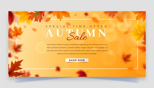 Realistic horizontal sale banner template for autumn celebration