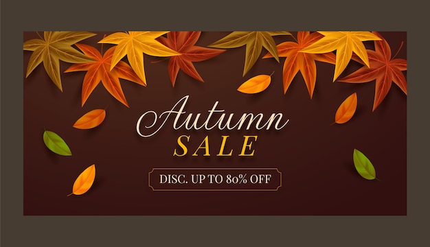 Free Vector realistic horizontal sale banner template for autumn