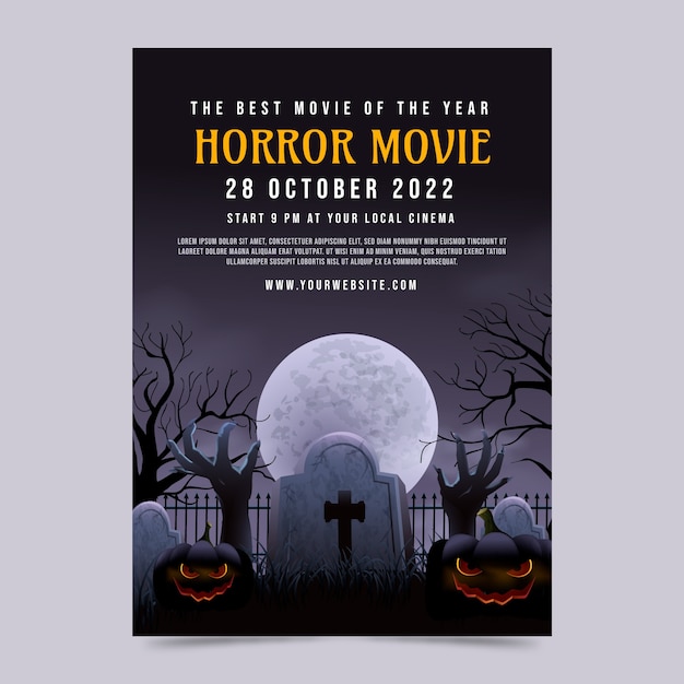 Free Vector realistic  horror movie poster