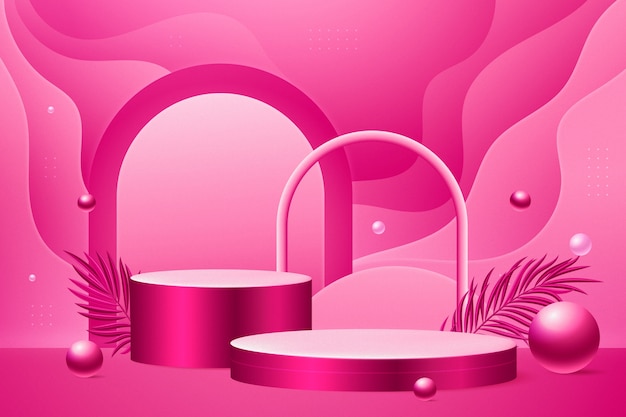 Free Vector realistic hot pink podium background