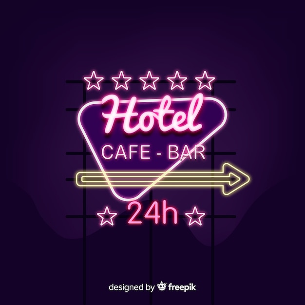 Realistic hotel neon sign