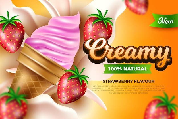 Realistic ice cream ad concept