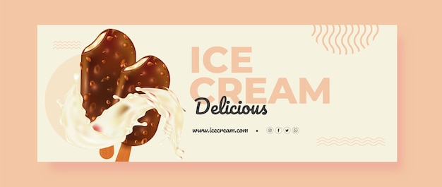 Free vector realistic ice cream facebook cover