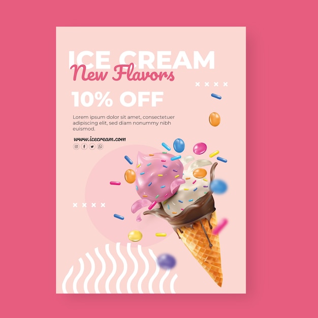 Realistic ice cream poster template