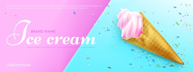 Free vector realistic ice cream promo