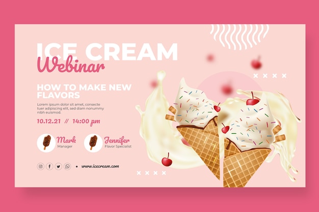 Free Vector realistic ice cream webinar template