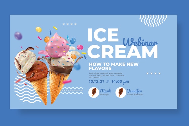 Realistic ice cream webinar template