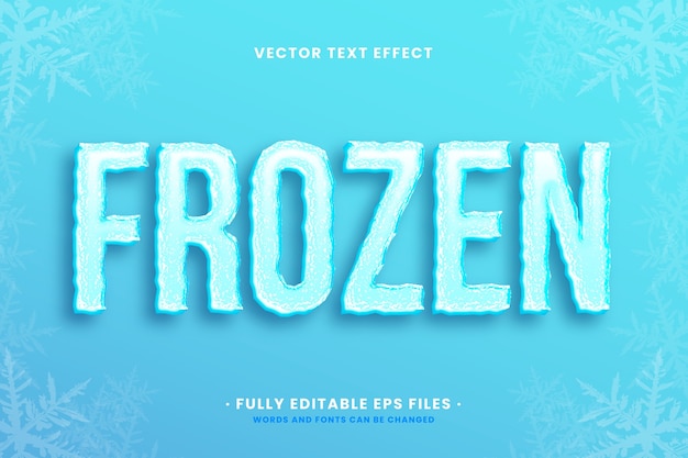 Realistic ice with snowflakes text effect