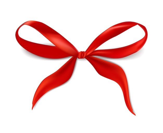 Free vector realistic icon red ribbon in the bow isolated on white for present boxes