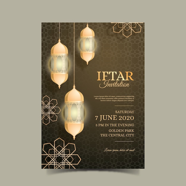 Free Vector realistic iftar invitation template