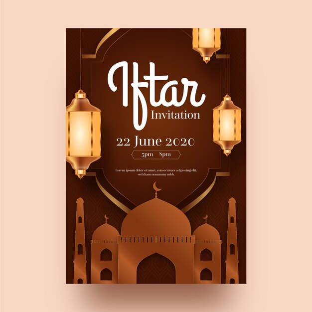 Realistic iftar invitation template