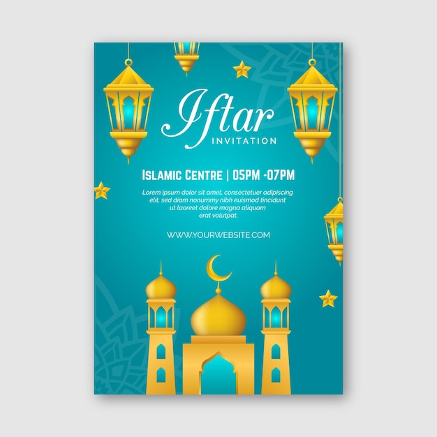 Realistic iftar invitation template