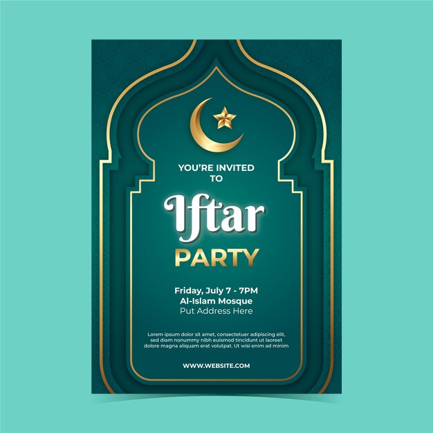 Realistic iftar invitation template