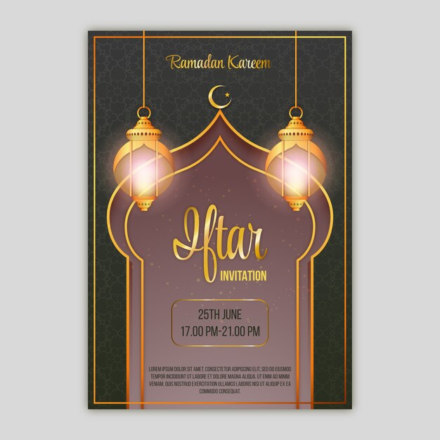 Realistic iftar invitation template