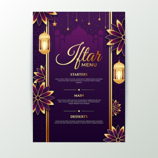 Realistic iftar menu template