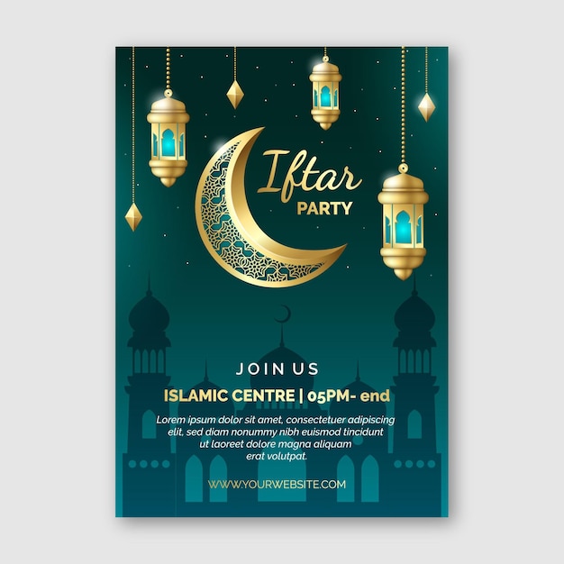 Free Vector realistic iftar vertical poster template