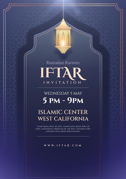 Realistic iftar vertical poster template