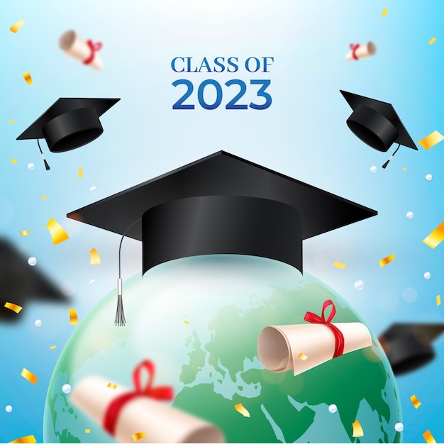 Realistic illustration for class of 2023 graduation