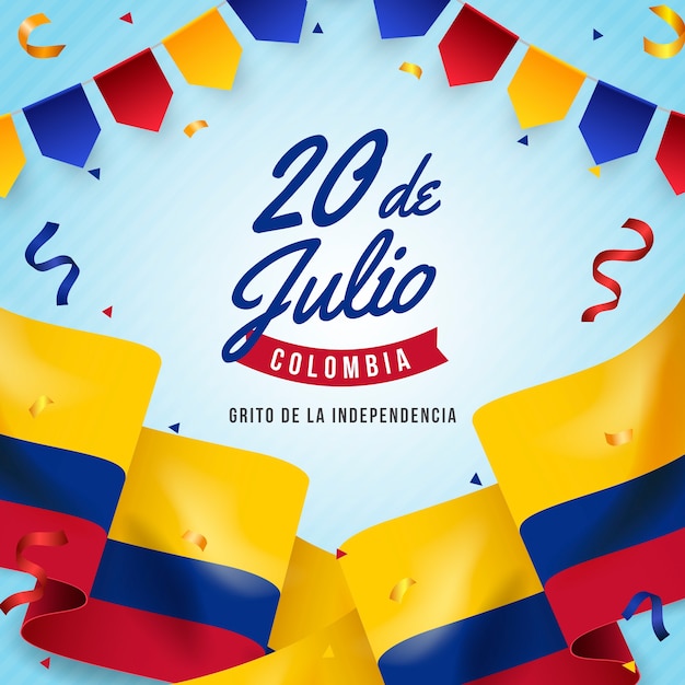 Free Vector realistic illustration for columbian independence day celebration