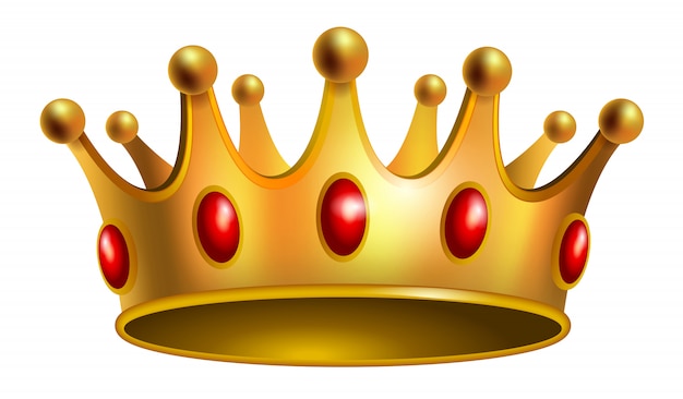 Free vector realistic illustration of gold crown with red gems. jewelry, award, royalty.