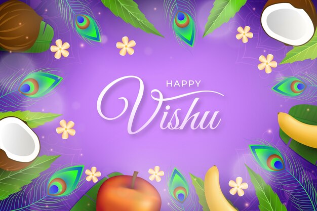 Realistic illustration for hindu vishu festival celebration