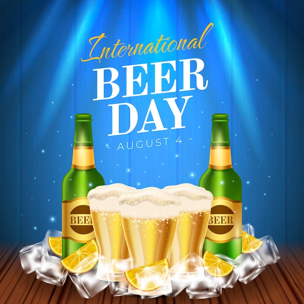 Realistic illustration for international beer day celebration