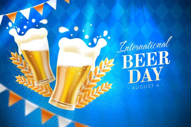 Realistic illustration for international beer day celebration