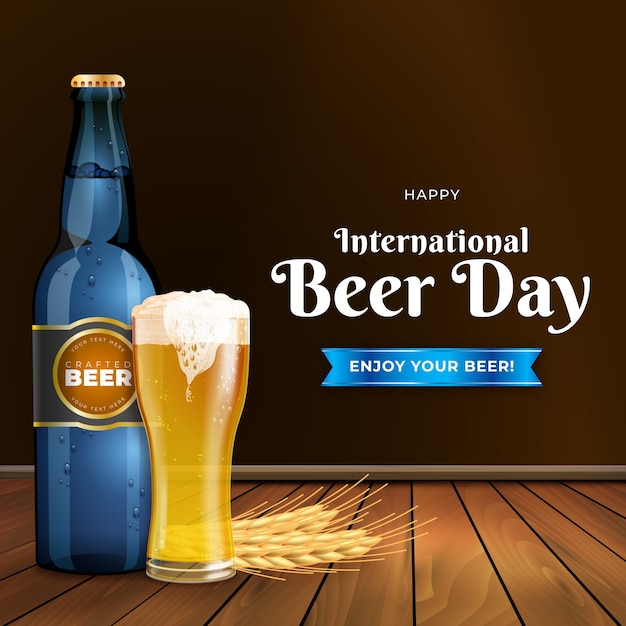 Free Vector realistic illustration for international beer day celebration