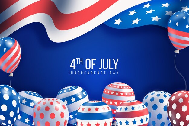 Realistic independence day balloons background