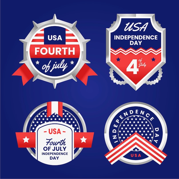 Realistic independence day label pack