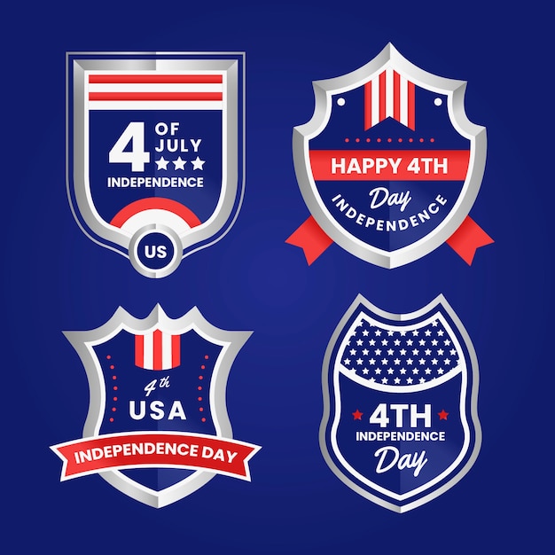 Realistic independence day label set