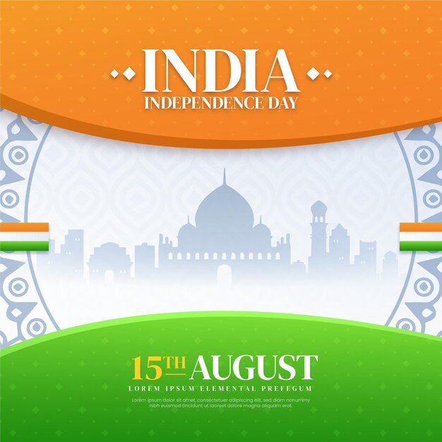 Realistic india independence day illustration