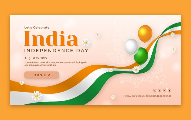 Realistic india independence day social media post template