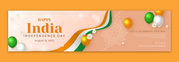 Free Vector realistic india independence day twitch banner