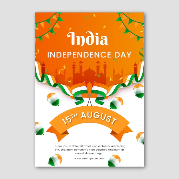 Realistic india independence day vertical poster template