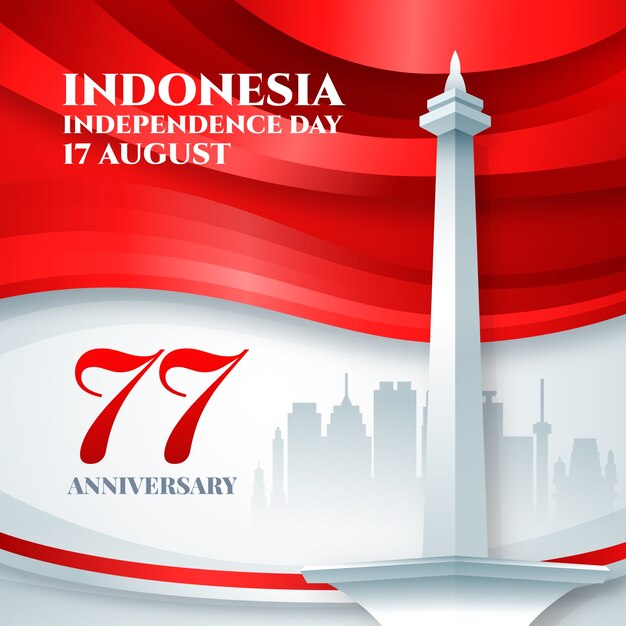 Realistic indonesia independence day illustration