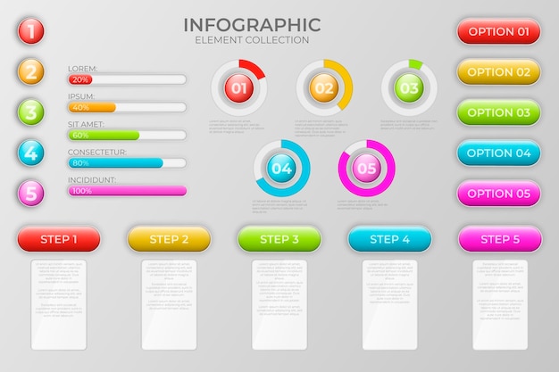 Realistic infographic element collection