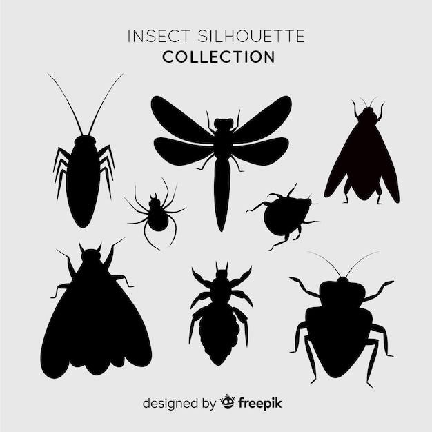 Free vector realistic insect silhouette collection