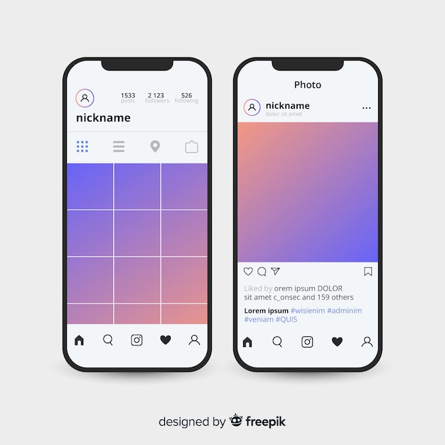 Free vector realistic instagram photo frame on smartphone