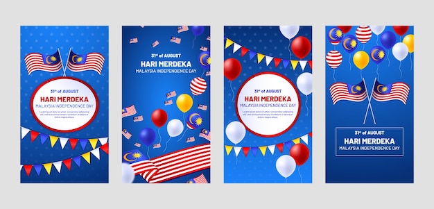 Realistic instagram stories collection for malaysia independence day