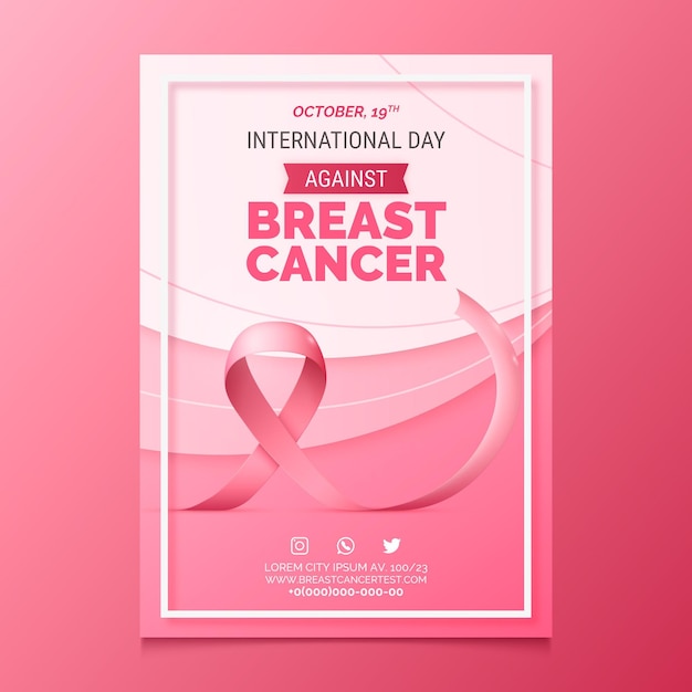 Realistic international day against breast cancer vertical poster template