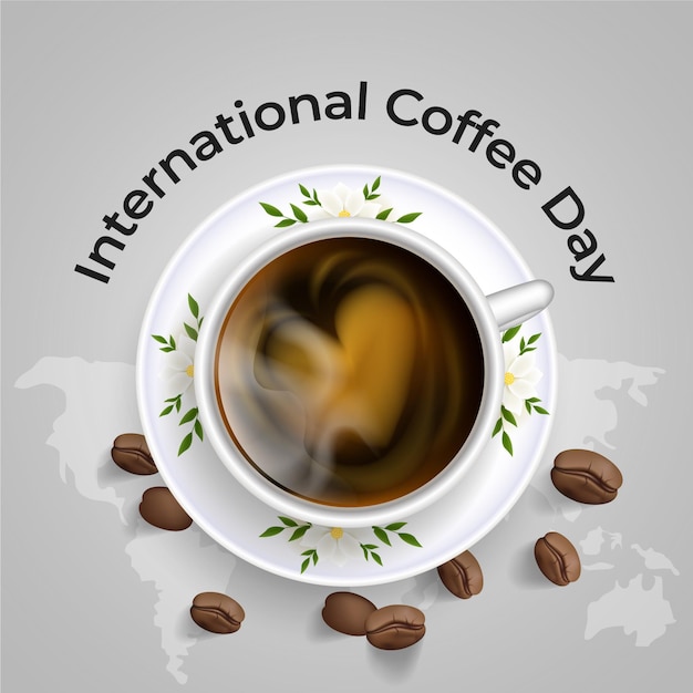 Free Vector realistic international day of coffee