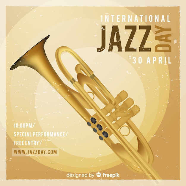 Free Vector realistic international jazz day background