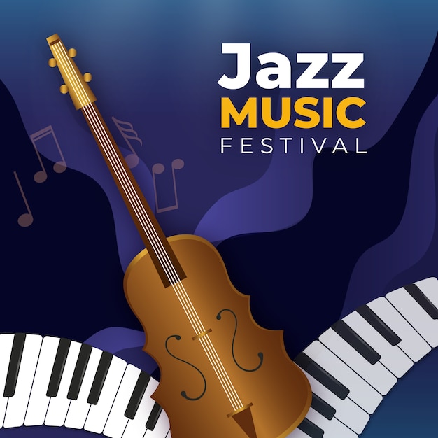 Free Vector realistic international jazz day wallpaper