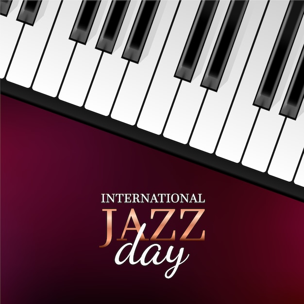 Realistic international jazz day with piano