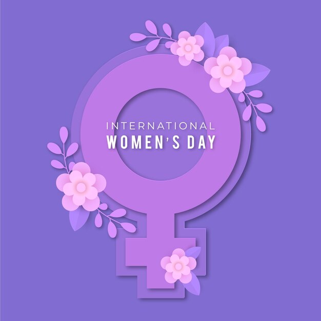 Realistic international women's day  illustration in paper style