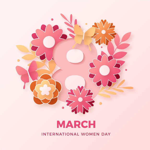 Realistic international women's day in paper style