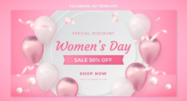 Realistic international women's day social media promo template