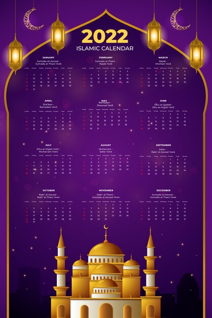 Realistic islamic calendar template